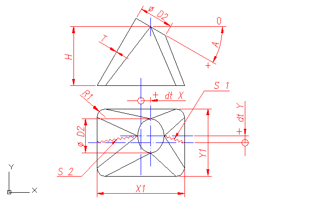 Pattern: transition - rectangle [fillet] to round - offset - oblique