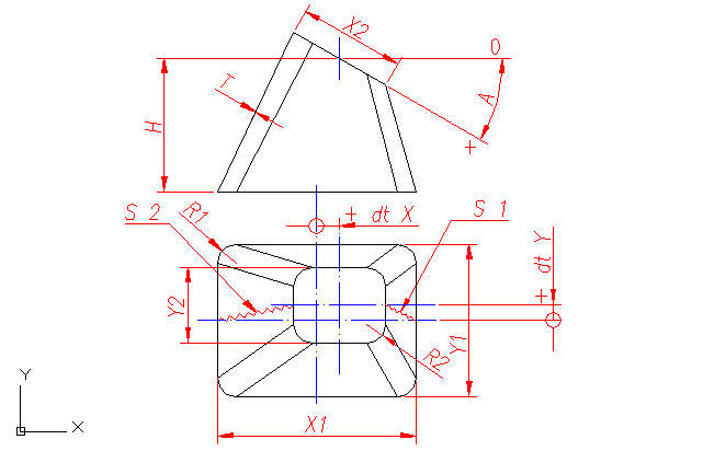 Pattern: transition - fillet rectangle - to - fillet rectangle - offset - oblique 
