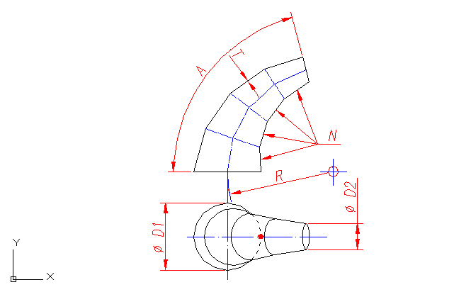 Pattern: elbow - cone - N parts 
