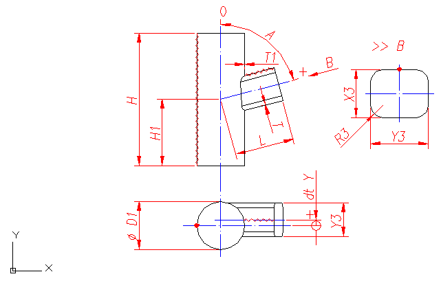 Pattern: fillet rectangle - cylinder - branch on cylinder - oblique 