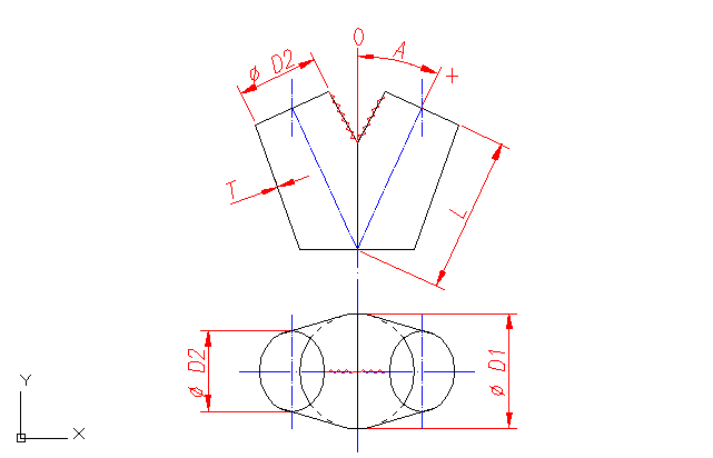 Pattern: Y - circle to circle [2 cones] - oblique 